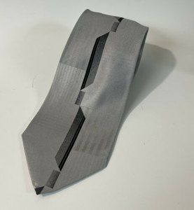 J. Ferrar SILK tie black silver gray Grey geometric design